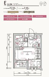 シーフォルム田園調布南アジールコート 1LDKの間取図画像