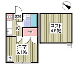 ダリア 1階ワンルームの間取り