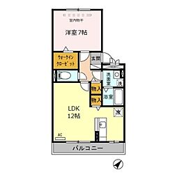 セジュールZEN壱番館 1LDKの間取図画像