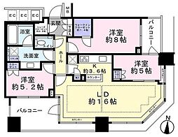 スカイズタワー&ガーデン 3LDKの間取図画像