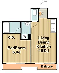 シャルール相模 7階1LDKの間取り