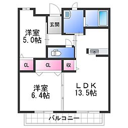 和歌浦ガーデンテラス 2LDKの間取図画像