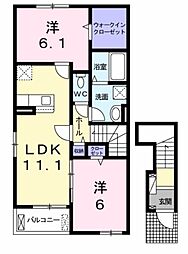 グラン　コンチェルト 2階2LDKの間取り