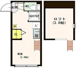 Partire Nakano 1階ワンルームの間取り