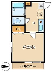 第56シンエイビル 3階1Kの間取り
