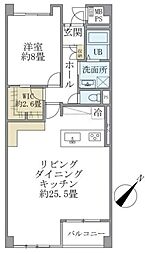 グランマルジュ市ヶ谷 1LDKの間取図画像