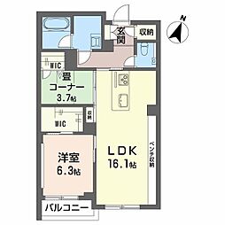 AZUR米山 2LDKの間取図画像