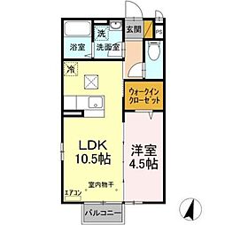 クオリタ・ララ 1LDKの間取図画像
