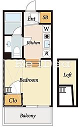 レジデンス光和109 3階ワンルームの間取り