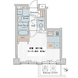 カスタリア三宿 ワンルームの間取図画像
