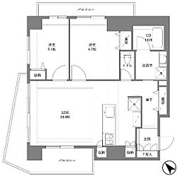 プロスペクト清澄庭園 2LDKの間取図画像