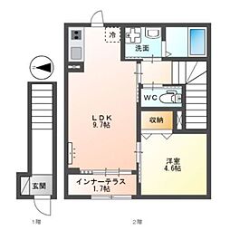 ユカリナグリーン 巽 1LDKの間取図画像