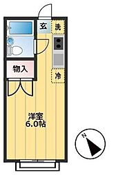 エステートピアタジマ 2階ワンルームの間取り