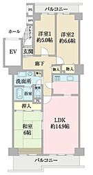 東船橋ガーデニア10 3LDKの間取図画像