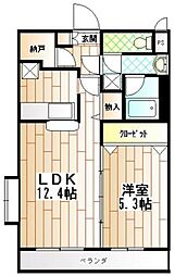 クラストフィールド 1LDKの間取図画像