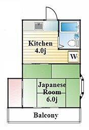 ドエル下馬 1Kの間取図画像