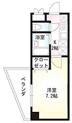 ミリアビタNo.7 2階1Kの間取り
