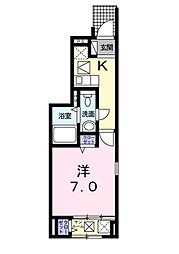 フェリオ津久野 1階1Kの間取り