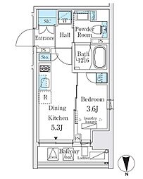ジオエント秋葉原 4階1DKの間取り
