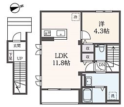 月見ハイム 2階1LDKの間取り