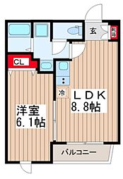 Felicia Palace 3階1LDKの間取り