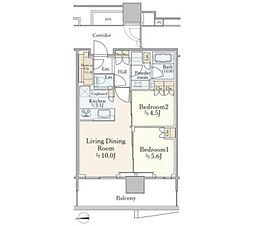 ＨＡＲＵＭＩ　ＦＬＡＧ　ＳＵＮ　ＶＩＬＬＡＧＥ　Ｔ棟 8階2LDKの間取り