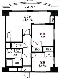 アルトピアーノ 5階2LDKの間取り