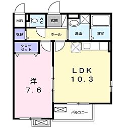 ビルズ 2階1LDKの間取り