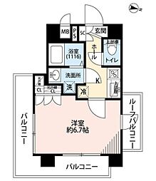 プレール・ドゥーク板橋舟渡 5階1Kの間取り