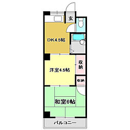 コーポフジ 2DKの間取図画像