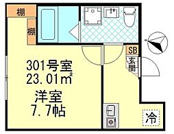 CK四ツ木 3階1Kの間取り