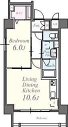 エリタージュ根岸 7階1LDKの間取り