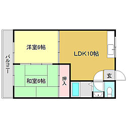 ハイツMINT 2LDKの間取図画像