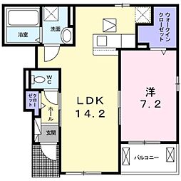 ココアベル 1階1LDKの間取り