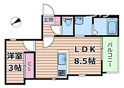 阪急千里線 千里山駅 徒歩8分の賃貸アパート 3階1LDKの間取り