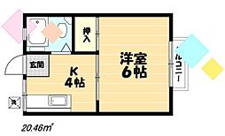 ハイツケイ 1階1Kの間取り