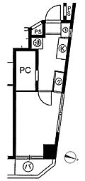 スカイコート新宿曙橋 1Kの間取図画像