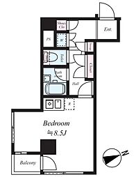 ジェイパーク南大井 2階ワンルームの間取り