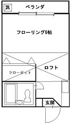 メイプルハウス ワンルームの間取図画像