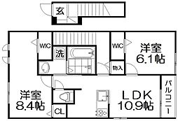 クラール倉治C 2LDKの間取図画像