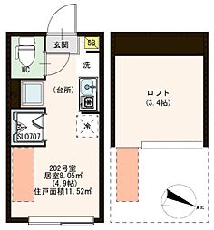 イル・レガーロ千川 ワンルームの間取図画像