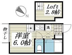 G・Aヒルズ小田2丁目A棟 ワンルームの間取図画像