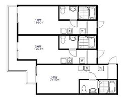 JR相模線 上溝駅 徒歩6分の賃貸アパート 3階ワンルームの間取り