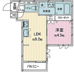 メゾン・エスポワール 3階1LDKの間取り
