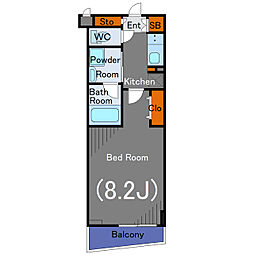 クレイシア祐天寺 1階1Kの間取り