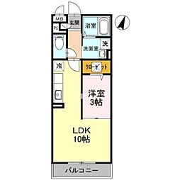 ヴェルドミールI 1階1LDKの間取り