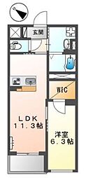 蕨市錦町4丁目マンション 1LDKの間取図画像