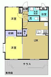 サンライズみやま 2LDKの間取図画像