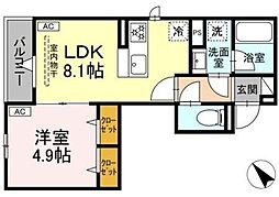 セレスティア徳丸 B棟 1LDKの間取図画像