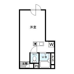 グローリーハイツ吉塚 3階ワンルームの間取り